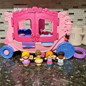 Fisher Price Little People Pink Princess Carriage Pull Around Playset With Sound